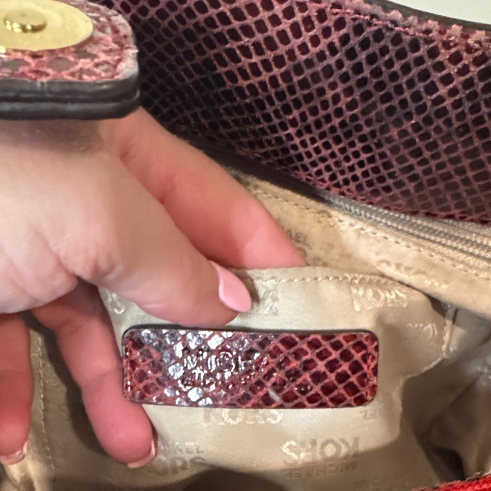 Michael Kors Bedford Red & Black Python-Embossed … - image 10